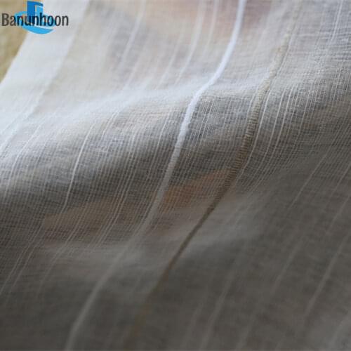 2019 Hot Sale New Woven Flat Office Curtains Treatment Flax Sheer For Living Room Drapes White-grey Stripes Blind Bedroom Tulle