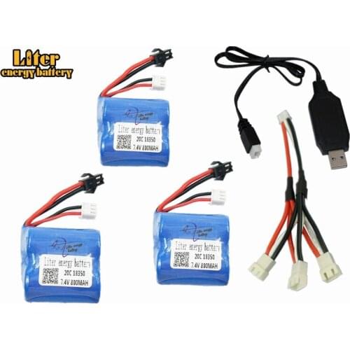 Li-ion 7.4v 800mAh 18350 Li-ion battery for H100 H102 7.4 v 800 mah high speed RC boat 3pcs/lot with 3in1 charger