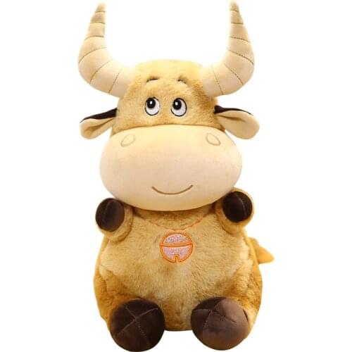 Lovely brown cattle plush toy cartoon cattle soft doll throw pillow toy home decoration birthday gift h0488