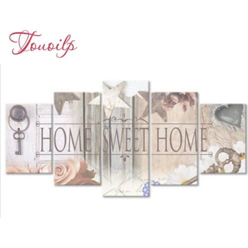 5D DIY Full home Sweet Home diy 5pcs 5d Diamond Painting Square&round Combination diamond Embroidery Mosaic Home Decor painting
