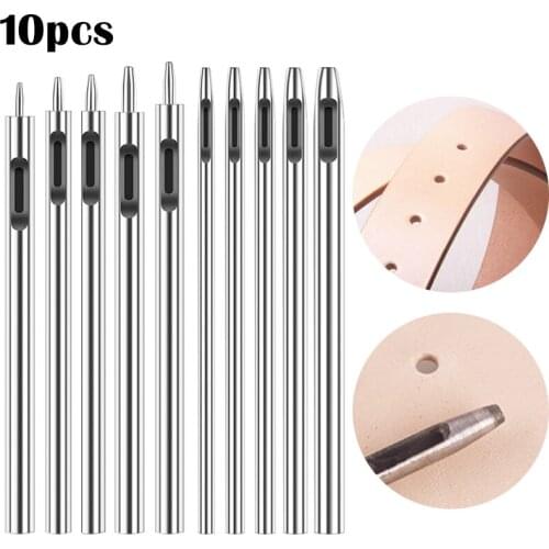 LMDZ 10Pcs Leather Hole Punch Cutter Set for Leather Crafting Round Hollow Tools for Paper Rubber Soft Leather Working