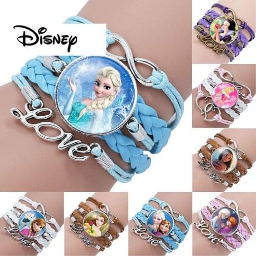 2021 Disney Bracelet Frozen Elsa Anna Princess Brand New Cartoon Bracelet lovely Wristand Girl Gift Christmas Gifts Toy