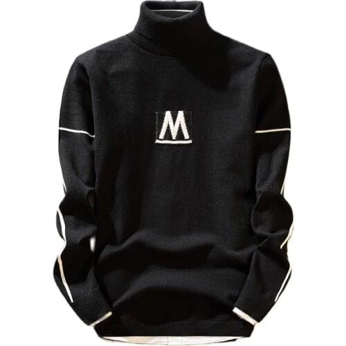 2021 New Autumn Mens Turtleneck Sweaters Pullover Male Solid Color Slim Fit Turtleneck Sweater Tops Knitted Pullovers M-3XL