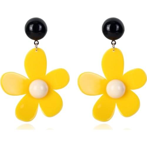 XIYANIKE New Arrival Fashionable Romantic Acrylic Multicolor Charm Flower Dangle Earrings For Women Girl Bride Wedding Jewelry