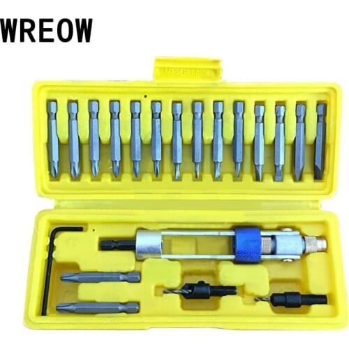 20pc HSS Drill Bit Portable Countersink Driver Swivel Head Quick-Change Drill Bit Tool Set Woodworking Tools Remover Tool