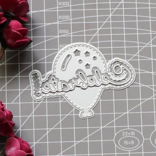 Celebrate Word Hot Air Balloon Metal Cutting Dies Stencil Scrapbooking DIY Album Stamp Paper Card Embossing Decoration
