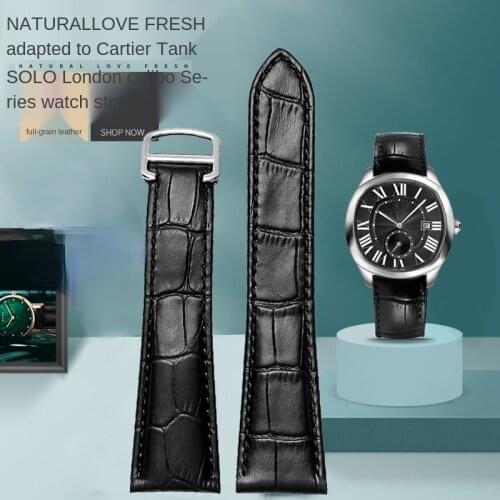 Watch Strap for Cartier Tank Genuine Leather Watch Band Mens Claire Leather Belt London Solo Mechanical Watch Accessories 25mm