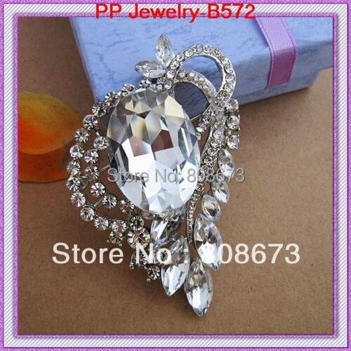 Retail! Big Glass Crystals Vogue Women Clothes Brooch Pins High-grade Wedding Bridal Bouquet Pins Gift Collar Pins