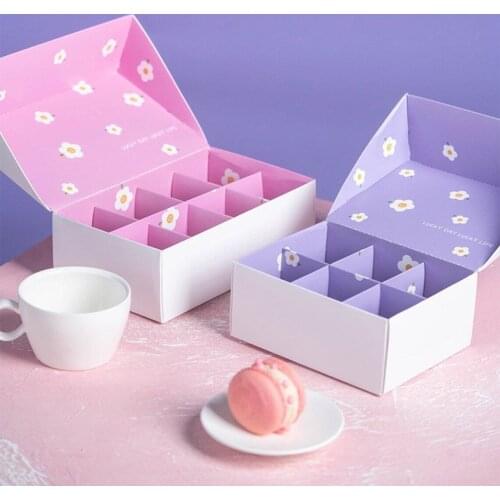 Pink/Purple Bakery Boxes - 6/8 Holes French Macarons Packaging -Treat Boxes - Cookies Boxes