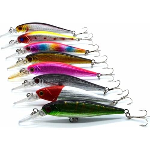8 colors 10cm/3.94in 9.6g/0.34oz Fishing Lure Minnow Hard Bait with 2 Fishing Hooks Fishing Tackle Lure 3D Eyes