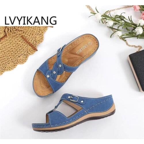 Women Summer Open Toe Comfy Sandals Super Soft Premium Orthopedic Low Heels Walking Sandals Corrector Sandalias De Mujer Verano