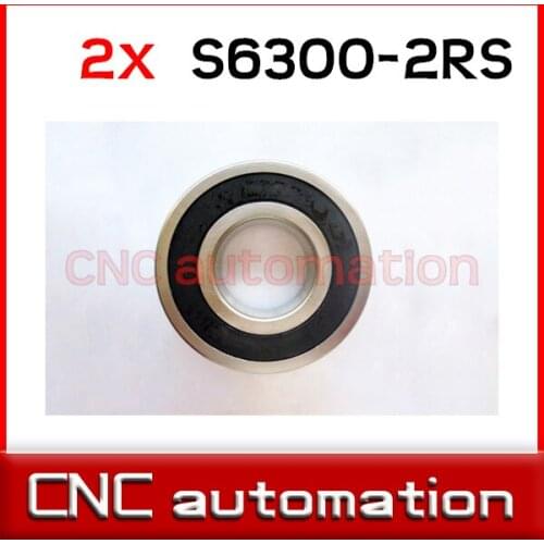 2pcs rubber sealed stainless steel radial shaft ball bearings S6300 6300 2RS 10*35*11mm