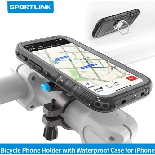 Motorcycle Bicycle Phone Holder with Waterproof Case for iphone SE2020 11/12 Pro Max Aluminum Bike Quick Mount Handlebar Stand