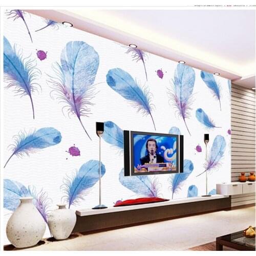 Home Decoration Feather wing bird hair color bird feather TV sofa living room photo mural wallpaper