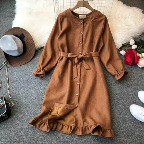2019 New Vintage Button Women Shirt Dress O neck Summer With Belt A-line Mini Dresses Female Casual Party Dress Vestidos M5