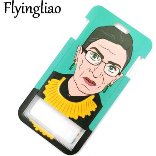 Feminist Ruth Bader Ginsburg Feminist Women Credit Card ID Holder Bag Student Travel Card Cover Badge Keychain Gifts Accessories