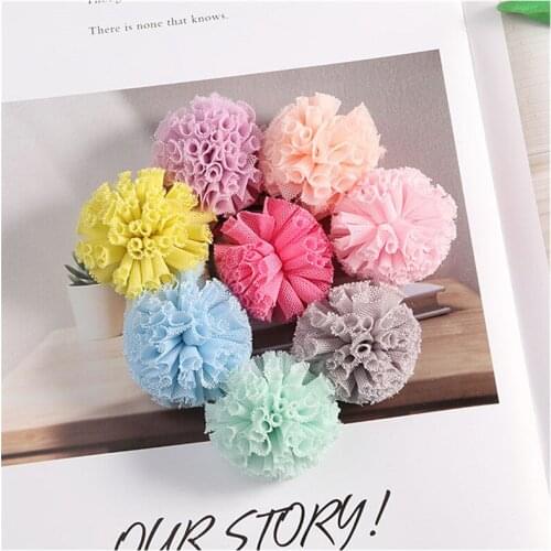 10 PCS 4cm Korean Elastic Screen Yarn Ball Bud Screen Cloth Hair Ball DIY Children Hair Decoration Hanging Material Accessories