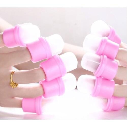 10pcs Wearable UV Gel Nail Polish Remover Wrap Soak Soakers Cap Clip Pink Finger Cleaning Nail Tools