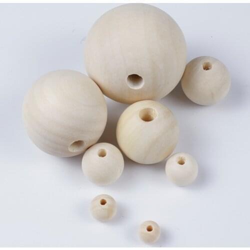 3-50mm Natural Wood Spacer Beads Eco-Friendly Wood Color Balls Lead-Free Baby Wooden Round Bead DIY Accesories Wholesale