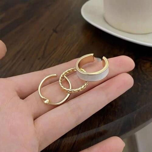 3 PCS Round Finger Rings Set Golden Silver Color New Fashion Round Opening Rings for Women Trendy Popular Hand Jewelry