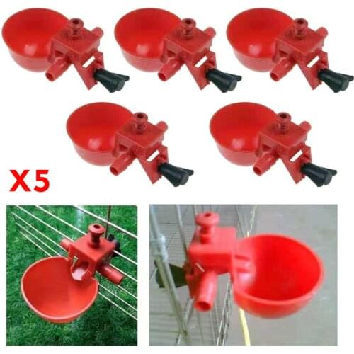 5Pcs Red Chicken Waterer Automatic Drinking Bowls For Quail Poultry Chicken Coop Automatic Drinker Water Drinking Cup