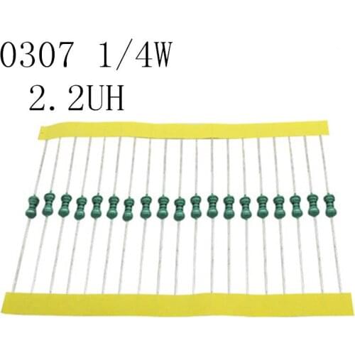 50pcs/lot 1/4W Chromatic ring inductor DIP 0307 2.2UH AL0307-2R2 0.25W inductance