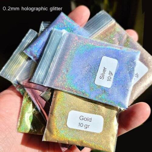 10 G/Bag 0.2MM 26Color Holographic Glitter Ultra-Fine Iridescent Rainbow Glitters Powder For 3D Nail/Body/Eye Craft GLITTER A001
