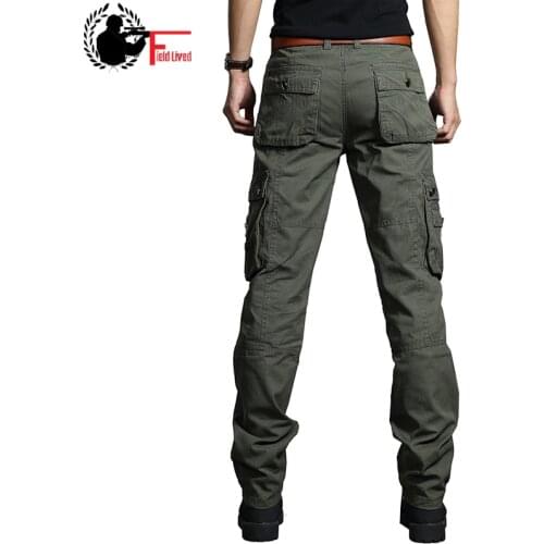 Summer Cargo Pants Men Military Style Straight Fit Baggy Cargo Long Trousers Male Side Many Pocket Jogger Black Army Green Khaki