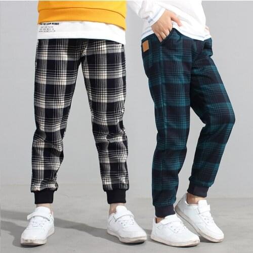 Children Boys Sweatpants Fashion Lattice Design Kids Sport Casual Trouser For Teenager Girl 6 8 10 12 14 Years Pants LC281