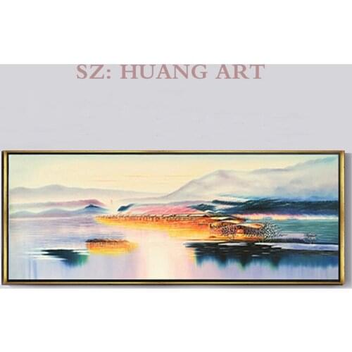 Handpainted oil painting landscape modern natural scenery oil painting on canvas wall art for gift The sun has just risen and