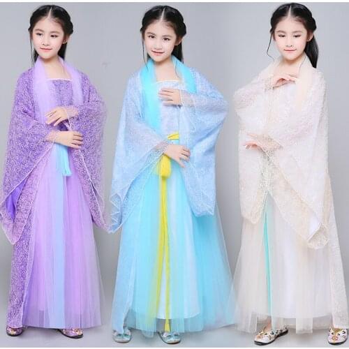 Chinese Moive Fairy Costume Traditional Tang Dynasty Princess Clothing Ancient Kids Hanfu Costume for Stage Party Cospaly Dress