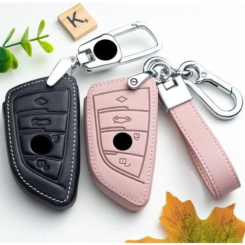 Leather Car Remote Key Fob Case Cover For BMW 1 2 3 4 5 6 7 Series X1 X3 X4 X5 X6 F30 F34 F10 F07 F20 G30 F15 F16 Accessories