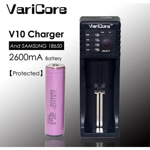 New Original 18650 li-ion battery 3.7 V 2600 mAh ICR18650-26F protection Rechargeable batteries+ VariCore V10 charger