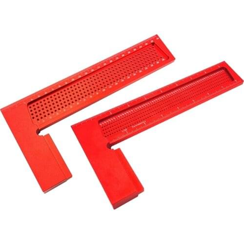 Woodworking Square Hole Marking Guage Aluminum Alloy 90 Degree Ruler Scriber Compatible with Carpenters 200mm/8 inch