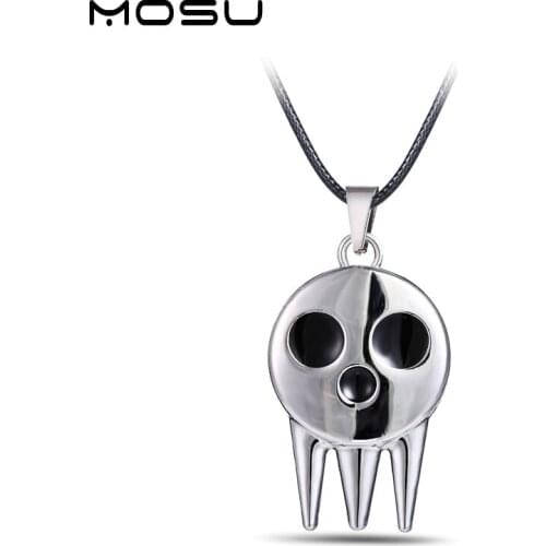 MOSU 12/pcs a lot Soul Eater Metal Necklace the Kids Collar Skull Logo Pendant Cosplay Accessories Jewelry can Drop-shipping