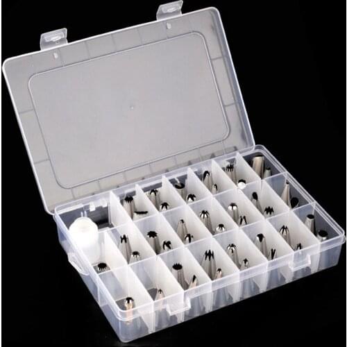 Cake Decorating Tips Kits 42 Piece Stainless Steel Icing Piping Tip Nozzles With Plastic Box And Coupler lin4209