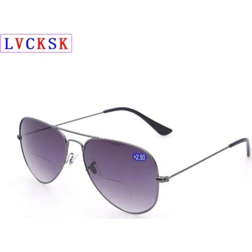 Unisex Pilot Bifocal Reading Glasses magnifier Women Men Look Near Far Gradient Lens Presbyopic Goggle Sunglasses Send Case L3