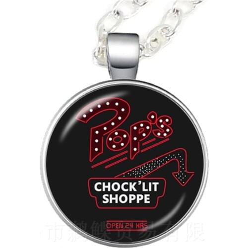 Pop Riverdale Glass Necklace 25mm Glass Cabochon Long Chain Couple Sweater Chain For Women Men Jewelry Gift