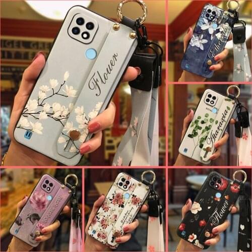 Anti-knock Fashion Design Phone Case For OPPO Realme C21 Waterproof Wrist Strap Anti-dust Soft