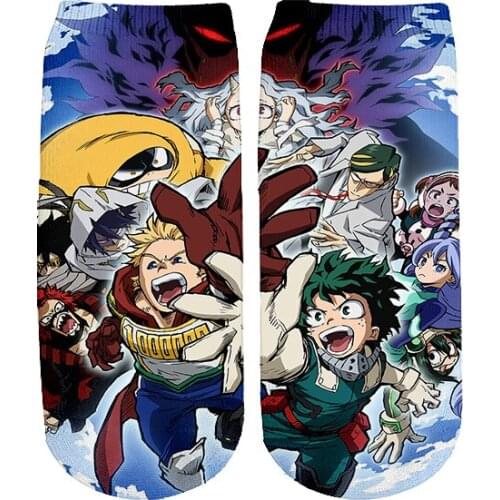 Tessffel Drop Shipping Hot Japan Anime Cartoon My Hero Academia 3DPrint Funny Casual Cotton Short Socks Harajuku Ankle Socks A3