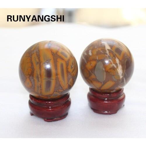 Runyangshi 1pc Natural quartz Bamboo leaf stone crystal ball table decoration for home decoration accessories