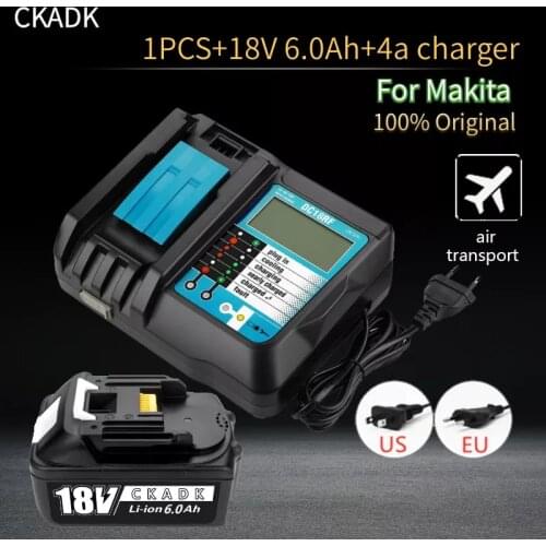 With 18v 4A Charger BL1860 Rechargeable Battery 18 V 6000mAh Lithium Ion for Makita 18v Battery BL1840 BL1850 BL1830 BL1860B