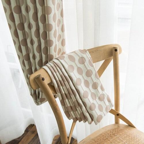Modern and Simple Chenille Jacquard Shading Round Beads Curtains for Living Room Bedroom