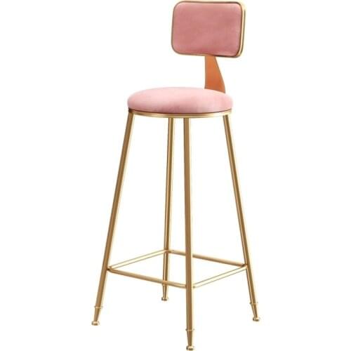 Modern Light Luxury Wrought Iron Bar Chairs Leisure Backrest Nordic Bar Stool Living Room Furniture Restaurant High Bar Chair