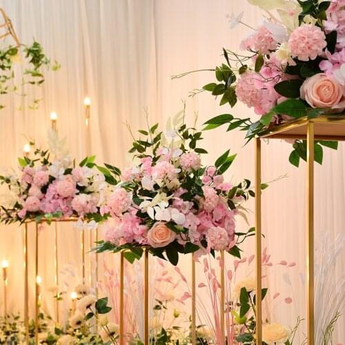 Wedding Flower Arrangement Supplies Artificial Flower Decor Wedding Roman Column Iron Shelf Decoration Flower Ball