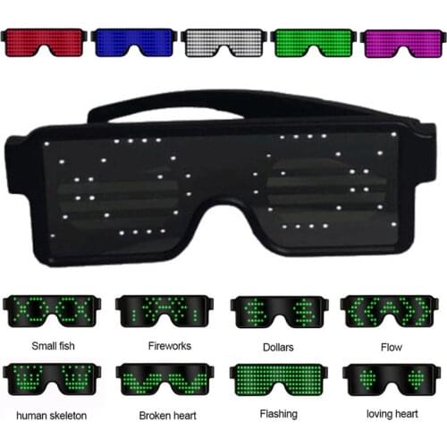 LED Glasses Party Luminous Glasses USB Charge Neon Glass Glowing Christmas Flashing Light Glow Sunglasses Halloween Supplies EL