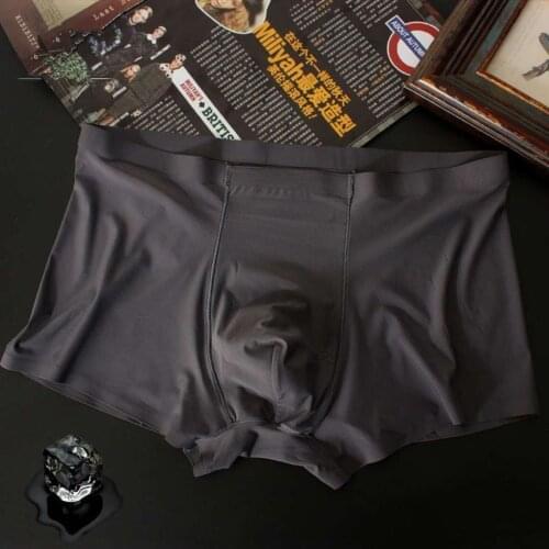1pcs men underwear Boxer shorts mens Ice silk Seamless u convex design very soft sexy kilot male mens underpants cueca boxer