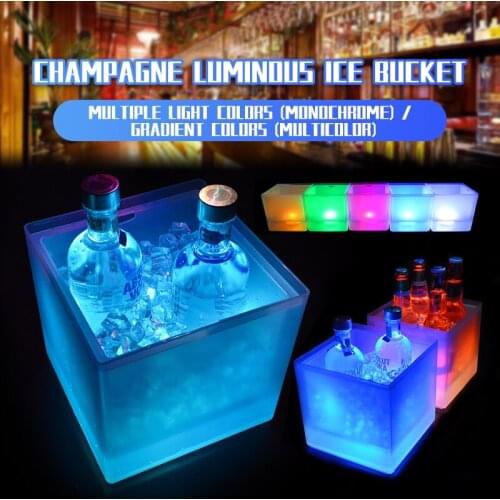 LED Ice Bucket 3.5L LED Cooler Bucket Colorful Changing Double Layer Square Ice Tray For Bar Beer Champagne Wine Drinks Beer