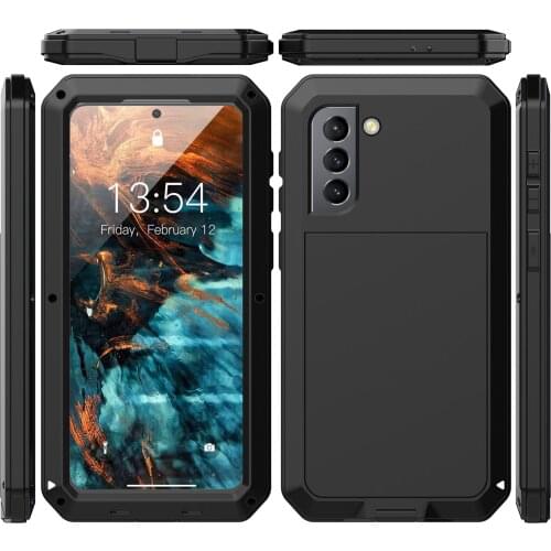 Life IP54 Waterproof Full Protective Luxury Armor Tempered Glass For Samsung Galaxy S21 5G Heavy Metal Shockproof Case Cover