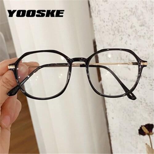 YOOSKE Polygonal Glasses Frame Men Vintage Blue Light Blocking Eyeglasses Frames Women Clear Computer Optical Spectacles